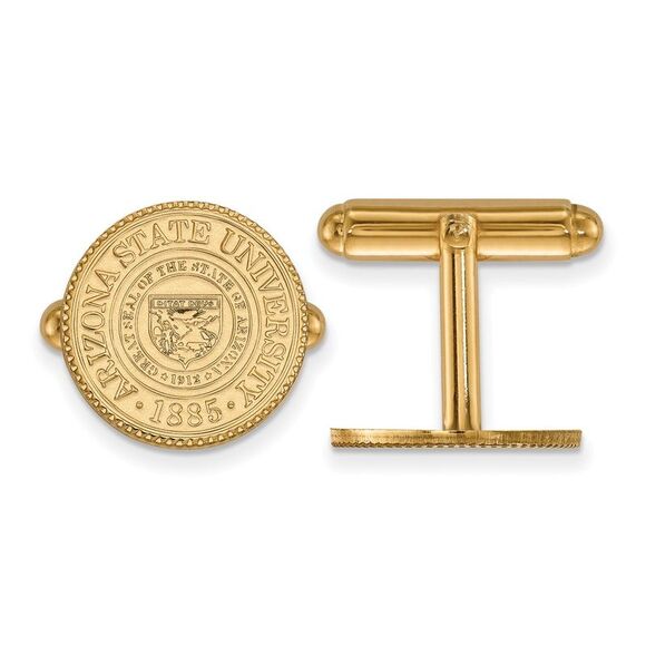 14k Gold Plated Silver Arizona State University Crest Cuff Links